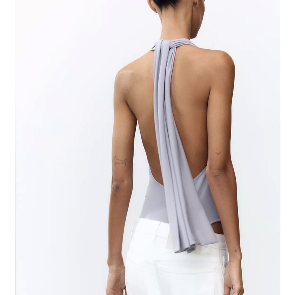 Zara Flowing Halter Lavender Bodysuit